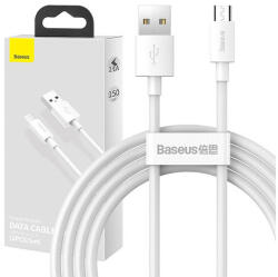 Baseus Simple Wisdom Micro-USB - USB kábel, 2.1A, 1.5m (fehér) 2db