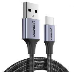 UGREEN USB-USB-C QC3.0 kábel, 2 m, alumínium csatlakozóval (fekete)