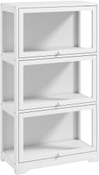 HOMCOM Vitrină expozitoare pentru colecții cu 3 niveluri cu uși rabatabile din acrilic pentru figurine 59x30x106 cm Alb | Aosom Romania (838-450V03WT) Vitrina