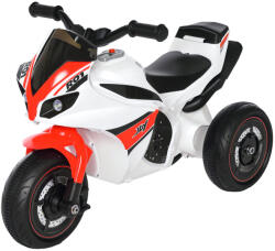 HomCom Futókerékpár, ride-on kerékpár, gyermekmotor, 18-36 hónapos korig, zene és fények, fehér-piros (370-097WT)