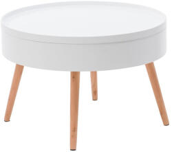 ModernHOME Măsuță de cafea, ModernHome FH-CT0210, alb, diametru: 60 cm, rotundă, înălțime: 40 cm, capac detașabil, picioare din lemn de pin Masa de cafea