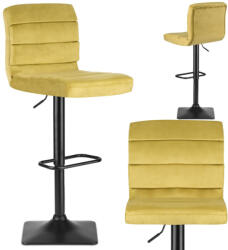 Sofotel Scaun de bar, Sofotel Drava, galben, 1 buc, înălțime șezut 62-84 cm, cu spătar, cu suport pentru picioare, tapițerie velur, bază neagră