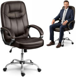 Sofotel Scaun de birou, Sofotel 355, maro închis, 109-116 cm, tapițerie din piele, ergonomic, înclinabil, înălțime reglabilă, roți gumate, sarcină 120 kg
