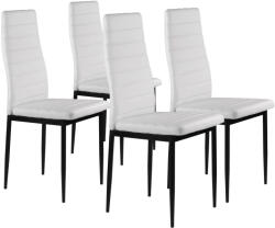 ModernHOME Scaun de dining, ModernHome DC855-4, 4 buc, alb, 98 x 43 x 41 cm, tapițerie din piele ecologică, picioare din oțel vopsit în câmp electrostatic, spătar înalt, greutate maximă suportată: 120 kg