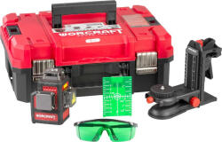 Worcraft Nivelă laser, Worcraft XCUBE026, rază verde, 3 x 360°, auto-nivelare, IP54, 30 m (50 m cu receptor), ShareSYS 20 V, fără acumulator