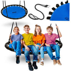 Neo-Sport Leagăn tip cuib, Neo-Sport Swingo, albastru/negru, diametru: 120 cm, rezistent la apă, lungime reglabilă a frânghiilor: 90-160 cm, cadru din oțel, poliester Oxford 600D, capacitate maximă: 150 kg, rot Leagan