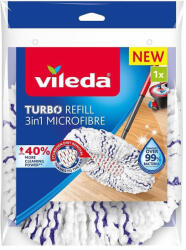Vileda Cap mop, Vileda, Turbo 3 în 1, rezervă, microfibră, suprafață de spălare extra, cu 40% mai multă putere de curățare