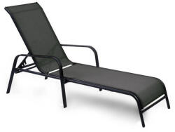  Șezlong, Zanada, negru, 186 x 51 x 98 cm, cadru din oțel, suprafață de întins din textil, rezistent la intemperii, spătar reglabil