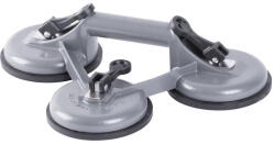 Strend Pro Mâner cu ventuze pentru sticlă, Strend Pro CUP-785, gri, diametru: 12, 7 cm, 3 ventuze, 100 kg sarcină maximă, aluminiu, cauciuc