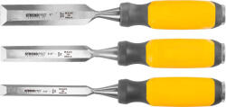 Strend Pro Set dălți plate, Strend Pro Premium, galben, 3 piese (12, 19, 25 mm), pentru lucrări de tâmplărie, lamă din oțel călit, mâner bimaterial Dalta