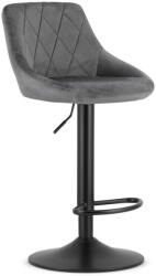LEOBERT Scaun de bar, Leobert 3436-1-KAST-AREX66, gri, înălțime șezut 63-83, 5 cm, cu spătar, cu suport pentru picioare, bază neagră, capacitate de încărcare: 110 kg
