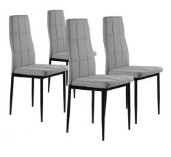 ModernHOME Scaun de dining, ModernHome DC860-4, 4 buc, gri, 98 x 42 x 42 cm, tapițerie matlasată, picioare din oțel vopsit în câmp electrostatic, spătar înalt, capacitate de încărcare: 120 kg