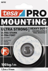 tesa Bandă adezivă, Tesa Mounting Pro Ultra Strong, 1, 9 cm x 1, 5 m, dublu-adezivă, ultra puternică, interior și exterior