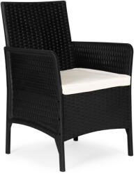 MultiGarden Scaun de grădină, MultiGarden DNLJA-001-1, negru, 54 x 57 x 84 cm, aspect ratan, cu pernă, plastic, poliester 160 g/m2, capacitate de încărcare: 150 kg