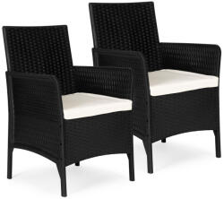 MultiGarden Scaun de grădină, MultiGarden DNLJA-002-1, negru, 54 x 57 x 84 cm, efect ratan, cu pernă, plastic, poliester 160 g/m2, capacitate de încărcare: 150 kg, set de 2 bucăți