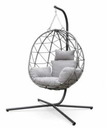  Fotoliu suspendat, Casablanca, negru, coș: 110 x 90 x 60 cm, înălțime: 185 cm, cadru din oțel, cu perne din poliester, cu stativ, potrivit pentru utilizare în exterior Balansoar