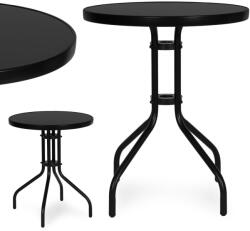 MultiGarden Masă de grădină, MultiGarden SC-070-1, neagră, rotundă, diametru: 60 cm, înălțime: 71, 5 cm, blat din sticlă securizată, cadru din oțel vopsit în câmp electrostatic, capacitate de încărcare: 60 kg