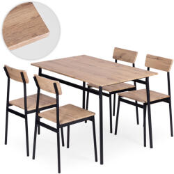 ModernHome Masă de dining cu 4 scaune, ModernHome Malmö-O, 110 x 70 cm, dreptunghiulară, înălțime: 75, 5 cm, blat din MDF, cadru metalic, 4 scaune: 41 x 45 x 82 cm, cu cadru metalic