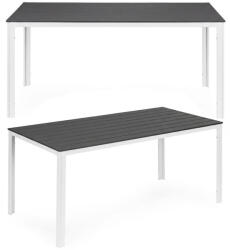 MultiGarden Masă de grădină, MultiGarden SAK-156-4-5, gri/alb, 156 x 78 cm, pentru 6 persoane, înălțime: 74 cm, blat din plastic cu aspect de lemn, cadru din oțel vopsit în pulbere, capacitate de încărcare: 150 k