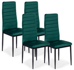 MEBELKI24 Scaun de dining, Mebelki24 VELVET4ZIELONY4, 4 bucăți, verde, 97 x 40 x 40 cm, tapițerie din catifea, picioare din oțel, spătar înalt, capacitate de încărcare: 120 kg