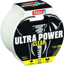 tesa Bandă adezivă, Tesa, Ultra Power Clear, transparentă, 4, 8 cm x 10 m, PE, rezistentă la apă, rezistentă la UV, puternică, se rupe cu mâna, pentru sticlă, pentru plastic