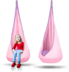 Neo-Sport Fotoliu suspendat pentru copii, Neo-Sport Kokon, roz deschis, diametru: 55 cm, înălțime: 140 cm, cu cârlig de agățare, cu pernă, lavabil, capacitate de încărcare: 80 kg