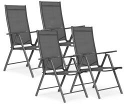 MultiGarden Scaun de grădină, MultiGarden WR1652-4, gri, 70 x 57 x 106 cm, spătar reglabil (7 poziții), pliabil, cadru din oțel, textilenă, capacitate de încărcare 100 kg, set de 4 bucăți