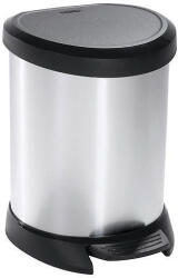 Keter Coș de gunoi, Curver Deco Bin, 15 l, argintiu/negru, cu pedală, antiamprentă, plastic, aspect metalic Cos de gunoi