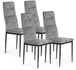 ModernHOME Scaun de dining, ModernHome F261-3KD, 4 buc, gri, 98 x 40 x 40 cm, tapițerie din catifea, picioare din oțel, spătar înalt, capacitate de încărcare: 120 kg
