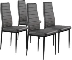 ModernHOME Scaun de dining, ModernHome DC855-4, 4 buc, gri, 98 x 43 x 41 cm, tapițerie din piele ecologică, picioare din oțel vopsit în câmp electrostatic, spătar înalt, capacitate de încărcare: 120 kg
