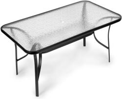 MultiGarden Masă de grădină, MultiGarden SC-094, negru, 140 x 80 cm, înălțime: 71, 5 cm, blat din sticlă securizată, cadru din oțel vopsit în câmp electrostatic, pentru 6 persoane, orificiu pentru umbrelă (4, 5 c