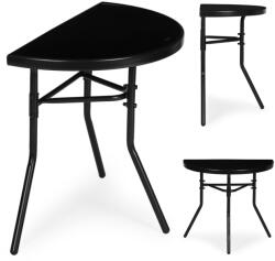 MultiGarden Masă de grădină, MultiGarden SC-090-1, negru, 70 x 40 cm, înălțime: 64 cm, semicirculară, blat din sticlă securizată, cadru din oțel vopsit în câmp electrostatic