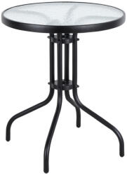 MultiGarden Masă de grădină, MultiGarden SC-070, negru, rotundă, diametru: 60 cm, înălțime: 70 cm, blat din sticlă securizată, cadru din oțel vopsit în pulbere, capacitate de încărcare: 60 kg
