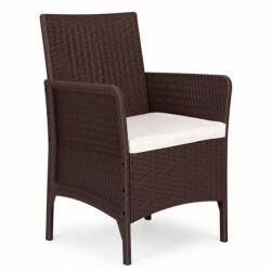 MultiGarden Scaun de grădină, MultiGarden DNLJA-001-2, maro, 54 x 57 x 84 cm, aspect ratan, cu pernă, plastic, poliester 160 g/m2, capacitate de încărcare: 150 kg