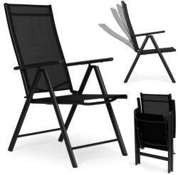 MultiGarden Scaun de grădină, MultiGarden WR1652-1-4, negru, 70 × 57 × 106 cm, spătar reglabil (7 poziții), pliabil, cadru din oțel, textil, capacitate de încărcare 100 kg
