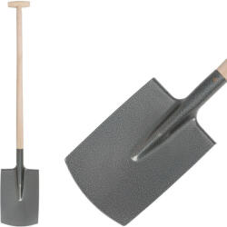 Strend Pro Hârleț, Strend Pro Garden S592. WH, cap drept, gri închis, cap din oțel, coadă din lemn, mâner în T Lopata
