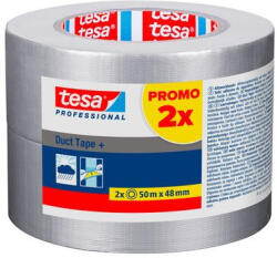 tesa Bandă adezivă, Tesa Duct Tape, argintiu, 4, 8 cm x 50 m, bandă textilă ranforsată, universală, rupere manuală