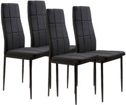 ModernHOME Scaun de dining, ModernHome DC860-4, 4 buc. , negru, 98 x 42 x 42 cm, tapițerie matlasată, picioare din oțel vopsit în câmp electrostatic, spătar înalt, greutate maximă suportată: 120 kg