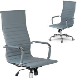 Sofotel Scaun de birou, Sofotel Tokio, gri, spătar înalt ergonomic, mecanism TILT, înălțime reglabilă, bază și cotiere cromate, tapițerie din piele ecologică