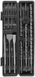 Strend Pro Set burghie pentru beton și dălți, Strend Pro SD043, 12 piese, prindere SDS+, diametru: 4 - 18 mm, lungime: 110 - 300 mm, cu 1 daltă ascuțită, 2 dălți plate Burghiu