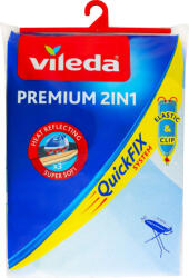 Vileda Premium husă pentru masă de călcat 2-în-1, One Size, albastru deschis, în variantă cu 3 straturi, cu suprafață metalizată, cu sistem de fixare QuickFix