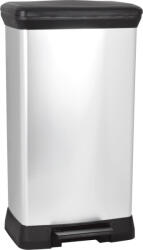 Keter Coș de gunoi, Curver Deco Pedal Bin, 50 l, negru/argintiu, 39 x 29 x 73 cm, cu pedală, anti-amprente, plastic reciclat, suport ascuns pentru sac Cos de gunoi
