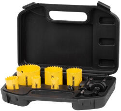 Strend Pro Set de carote bimetalice, Strend Pro BHS 6689, 9 buc, diametru: 1, 9-5, 7 cm, cu 2 tije de centrare cu adaptor, pentru metal, lemn, plastic