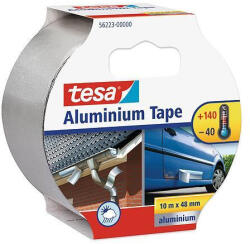 tesa Bandă adezivă, Tesa, argintie, 5 cm x 10 m, aluminiu, autoadezivă, pentru instalatori, rezistentă la temperatură