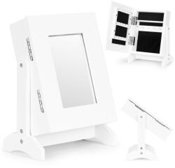 ModernHome Cutie de bijuterii, ModernHome FH-JC0120, albă, 19, 5 × 13, 5 × 26, 6 cm, cu ușă cu oglindă reglabilă, interior plușat, cu multe cârlige