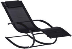 MultiGarden Șezlong, MultiGarden DN-GL-054-1, negru, 146 x 89 x 62 cm, zero gravitație, balansant, cu pernă pentru cap, cadru metalic, tapițerie din plasă textilă, capacitate de încărcare: 150 kg