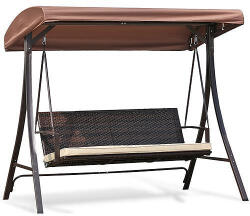 Strend Pro HURGHADA balansoar din ratan pentru 3 persoane - maro - 201x122x182 cm