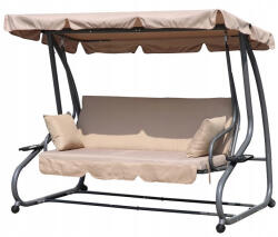 MultiGarden Balansoar de grădină tip pat, MultiGarden G2025-B, bej, 200 x 164 x 120 cm, 3 persoane, cadru din oțel, copertină reglabilă, cu saltea și 2 perne, transformabil în pat, sarcină maximă: 300 kg