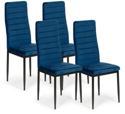 MEBELKI24 Scaun de dining, Mebelki24 VELVET4NIEBIESKI4, 4 buc. , albastru, 97 x 40 x 40 cm, tapițerie din catifea, picioare din oțel, spătar înalt, sarcină maximă: 120 kg