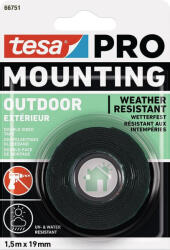 tesa Bandă adezivă, Tesa, Mounting PRO Outdoor, 1, 9 cm x 1, 5 m, dublu-adezivă, pentru exterior, rezistentă la UV, rezistentă la apă, puternică